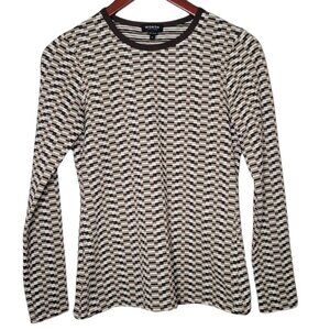 WORTH New York Stretchy Mosaic checkered pattern long sleeve Womens size small